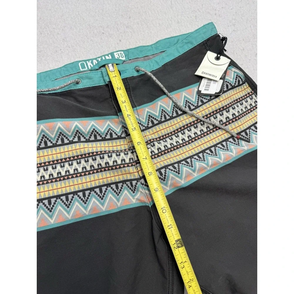 Katin Tide Trunk Board Shorts Mens 38 Black Aztec Swim Trunks Surf Beach